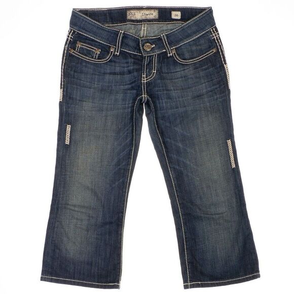 BKE Starlite Jeans 26 Womens Crop Capri Low Rise Blue Denim Stretch 28x19.5 - Picture 1 of 13